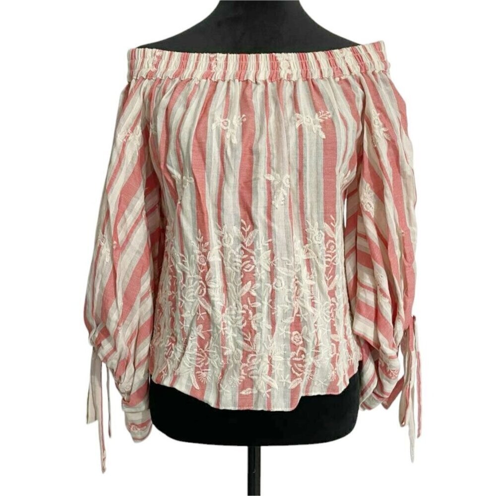 NEW MISA Los Angeles Size XS  Top Blouse Embroidered Off the Shoulder